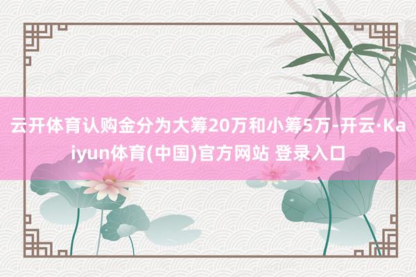 云开体育认购金分为大筹20万和小筹5万-开云·Kaiyun体育(中国)官方网站 登录入口