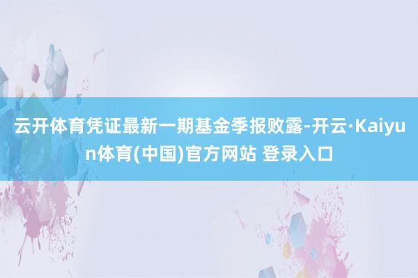 云开体育凭证最新一期基金季报败露-开云·Kaiyun体育(中国)官方网站 登录入口