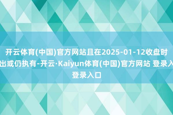 开云体育(中国)官方网站且在2025-01-12收盘时卖出或仍执有-开云·Kaiyun体育(中国)官方网站 登录入口